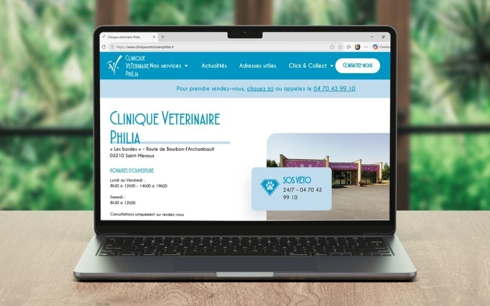 Site internet de la Clinique vétérinaire Philia, Saint-Menoux