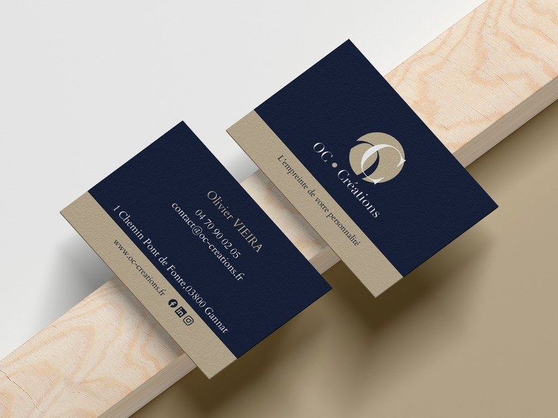 Cartes de visite OC Créations, cuisiniste sur-mesure à Gannat